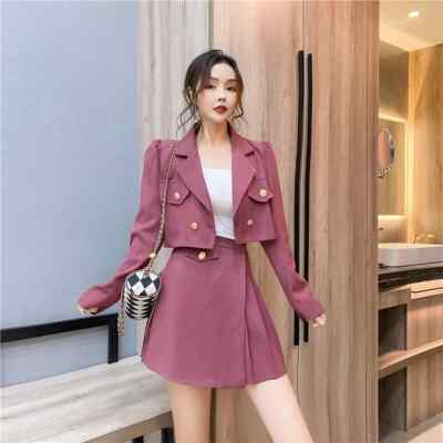 Tailleur Completo Donna Ufficio Giacca Blazer Gonna Rosa Elegante