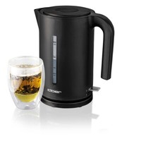 Wasserkocher 1,7 Liter Schwarz Kunststoff 2200 W Kalkfilter Sicherheitsdeckel