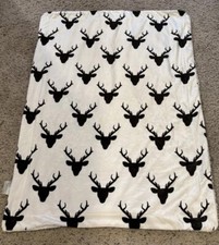 Deer Antler Baby Blanket Black Buck  White Sherpa Lovey SL Home Fashions EUC