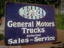 General Motors GMC Trucks Sales Authorized Service Tin Metal Classic Sign Garage