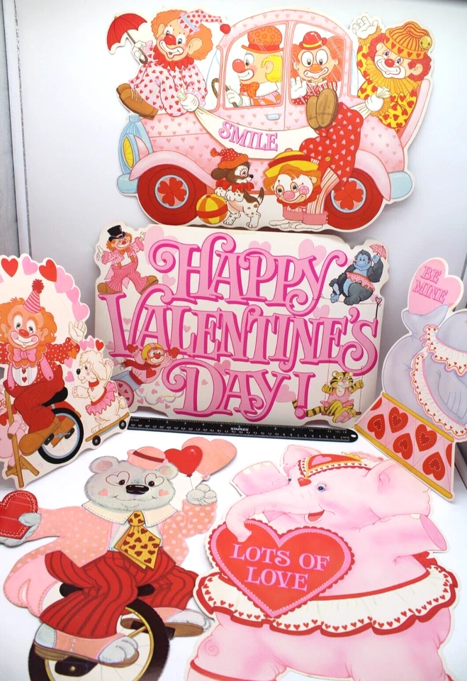 6-Piece Set Valentine Animals Clowns Circus Die-cut Cutouts Vintage Decorations - Image 3 of 4