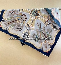 Sallys 16 Momme Twill Silk Geometric Print Double Face Necktie Collar Scarf 65cm