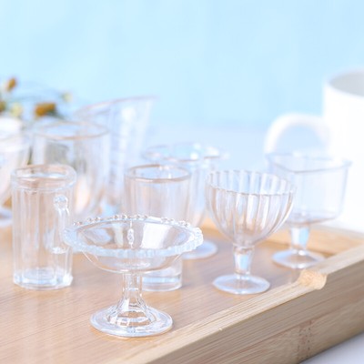 12pcs Mini Wine Cups Ice Cream Sundae Cup Toy Decorative Dollhouse Miniature _cn