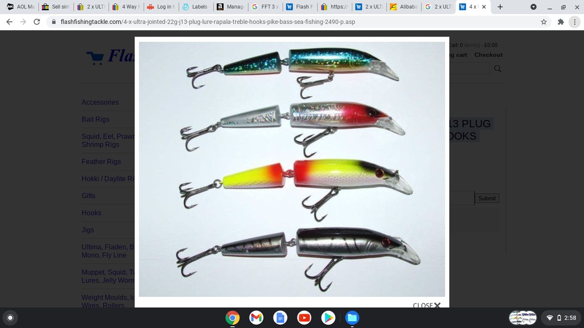 4 x ULTRA JOINTED 22g J13 PLUG LURE RAPALA TREBLE HOOKS PIKE BASS SEA FISHING | eBay 4 x ULTRA JOINTED 22g J13 PLUG LURE RAPALA TREBLE HOOKS PIKE BASS SEA FISHING | eBay
