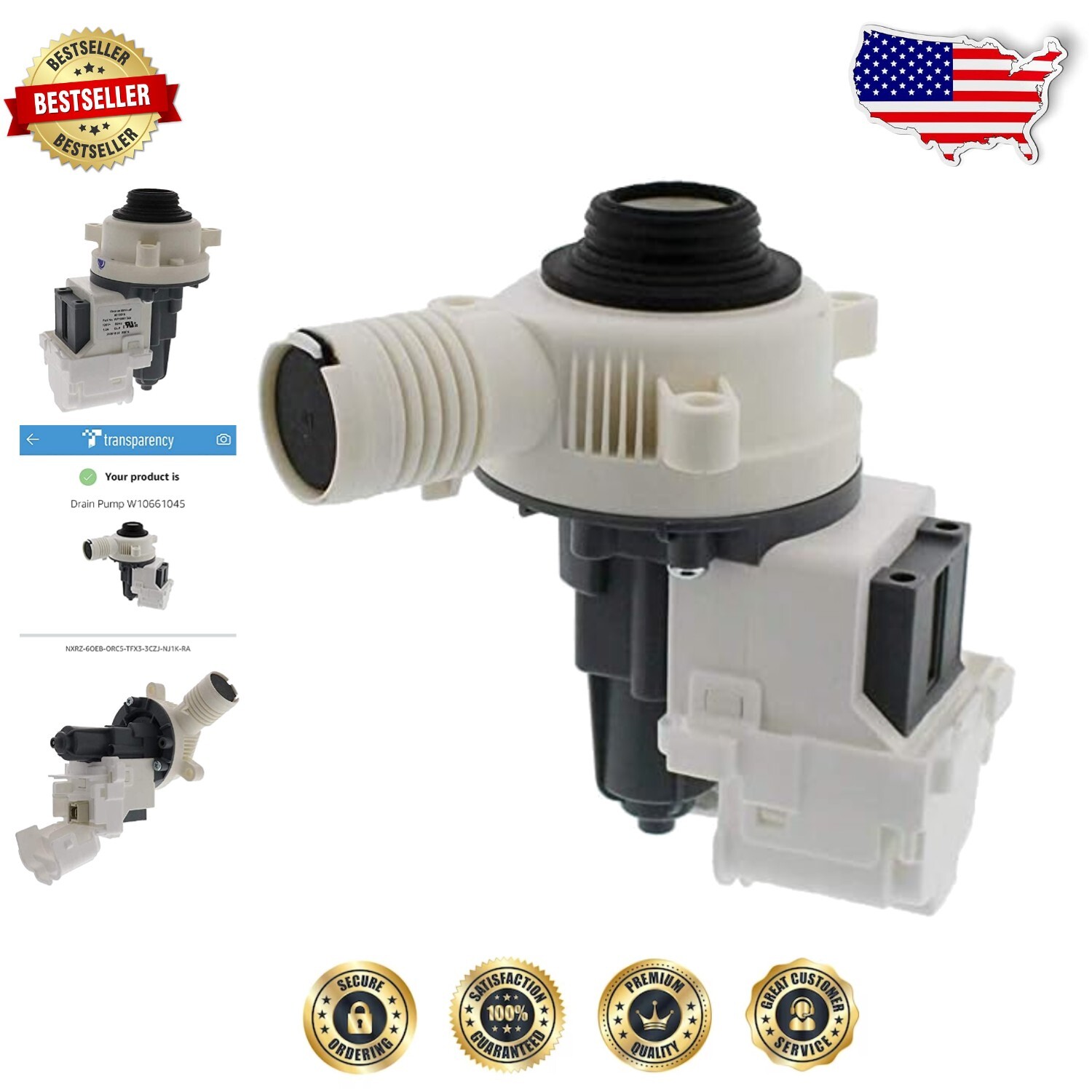 OEM Lightweight Drain Pump for Quick Whirlpool & Kenmore Washer Installation