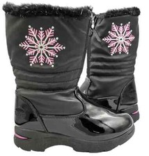 Totes Vanessa Snow Boots Insulated Snowflake Accent Kids 4-8 year olds Size 12
