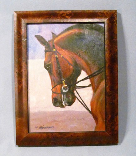 Artist Signed D. Hausmann Horse w/ Bridle Original Framed Painting on Board