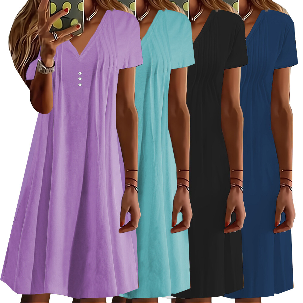 Sundress Dress Aline Midi Beach Dresses Casual Beach Summer VNeck