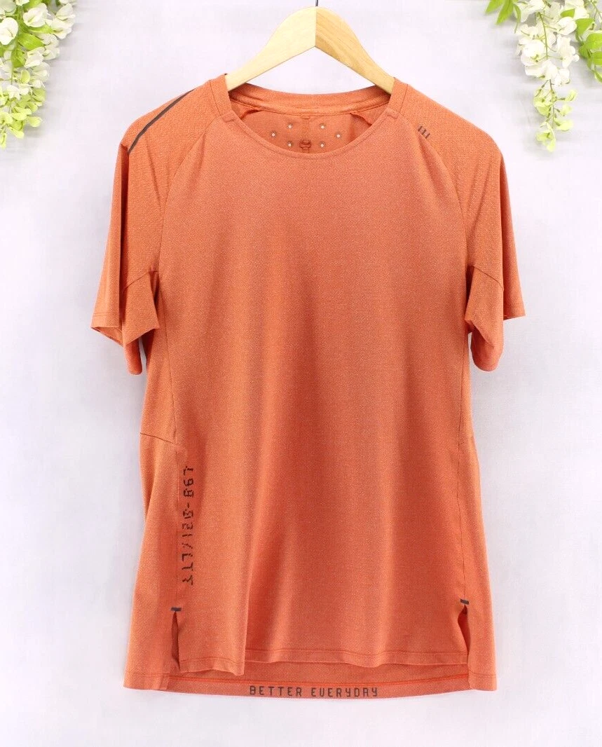 Lululemon Men's Textured Training Short Sleeve HTUI Orange Size M