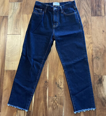 Current Elliot Raw Hem Dark Wash Jeans Ankle Straight Size 26 Actual Waist 28
