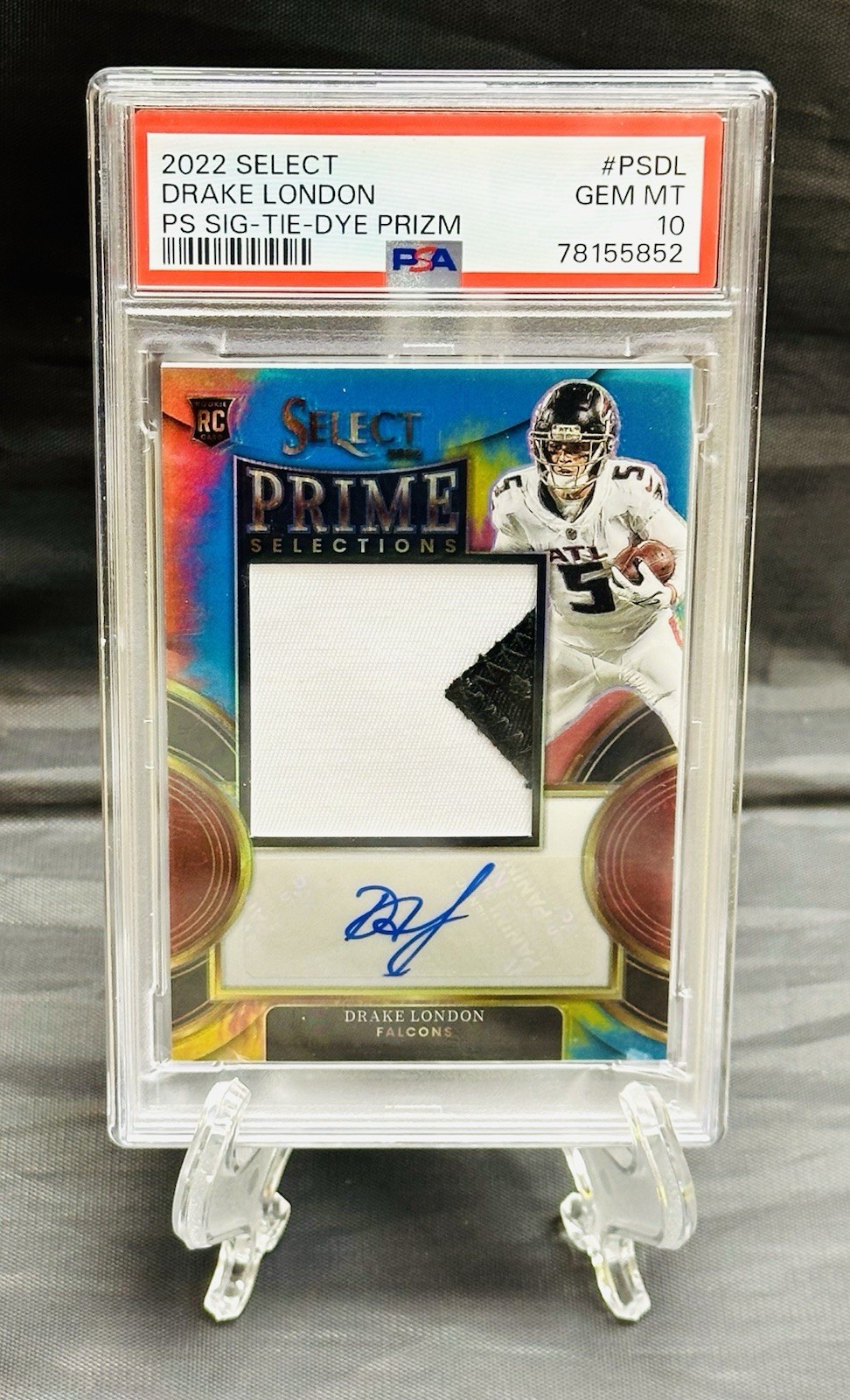 Drake London Panini Select Prime Selections Signatures #PSDL Tie-Dye Prizm