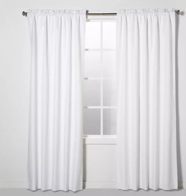 Eclipse Rod Pocket Blackout Curtain Panel Braxton White 42'' W x 63'' L