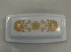 Vintage Pyrex 72-B Butterfly Gold Milk Glass Covered Butter Dish EUC