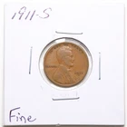 1911-S 1C Lincoln Wheat Cent in Fine Condition #6871