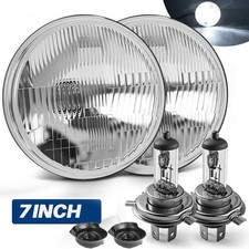 7 Inch Led Glass Headlight Round Original Classic Look Conversion Chrome Pair 7 Inch Led Glass Headlight Round Original Classic Look Conversion Chrome Pair