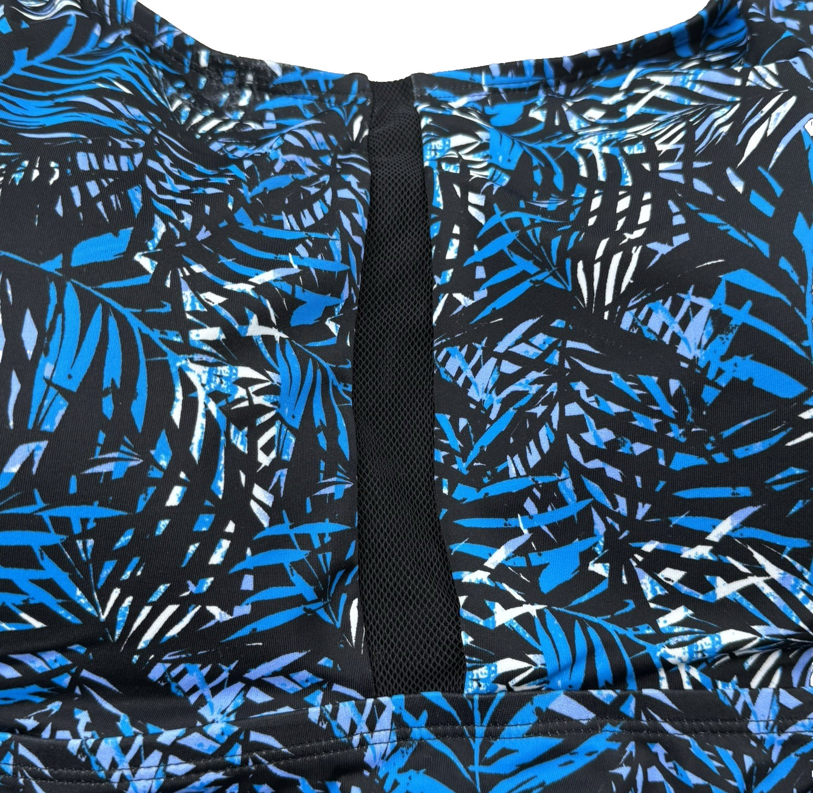 Swimsuit for All Tankini Swim Top Plus Women 36 Black Blue Tropical Palm Print image 4