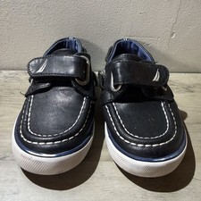 Nautica Black White Boat Shoes Hook Loop Casual Unisex Kids Size 5