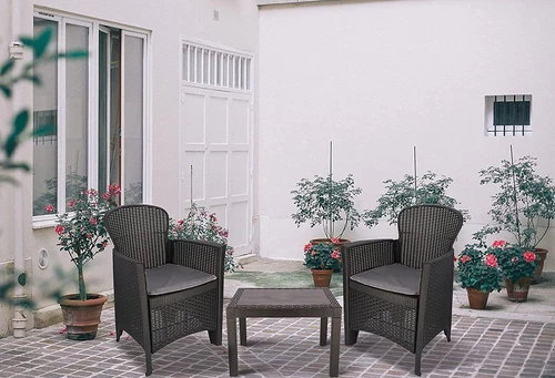 Garden Furniture Table and Chairs 3 Piece Grey Bistro Set Patio Outdoor Seating - Picture 3 of 8