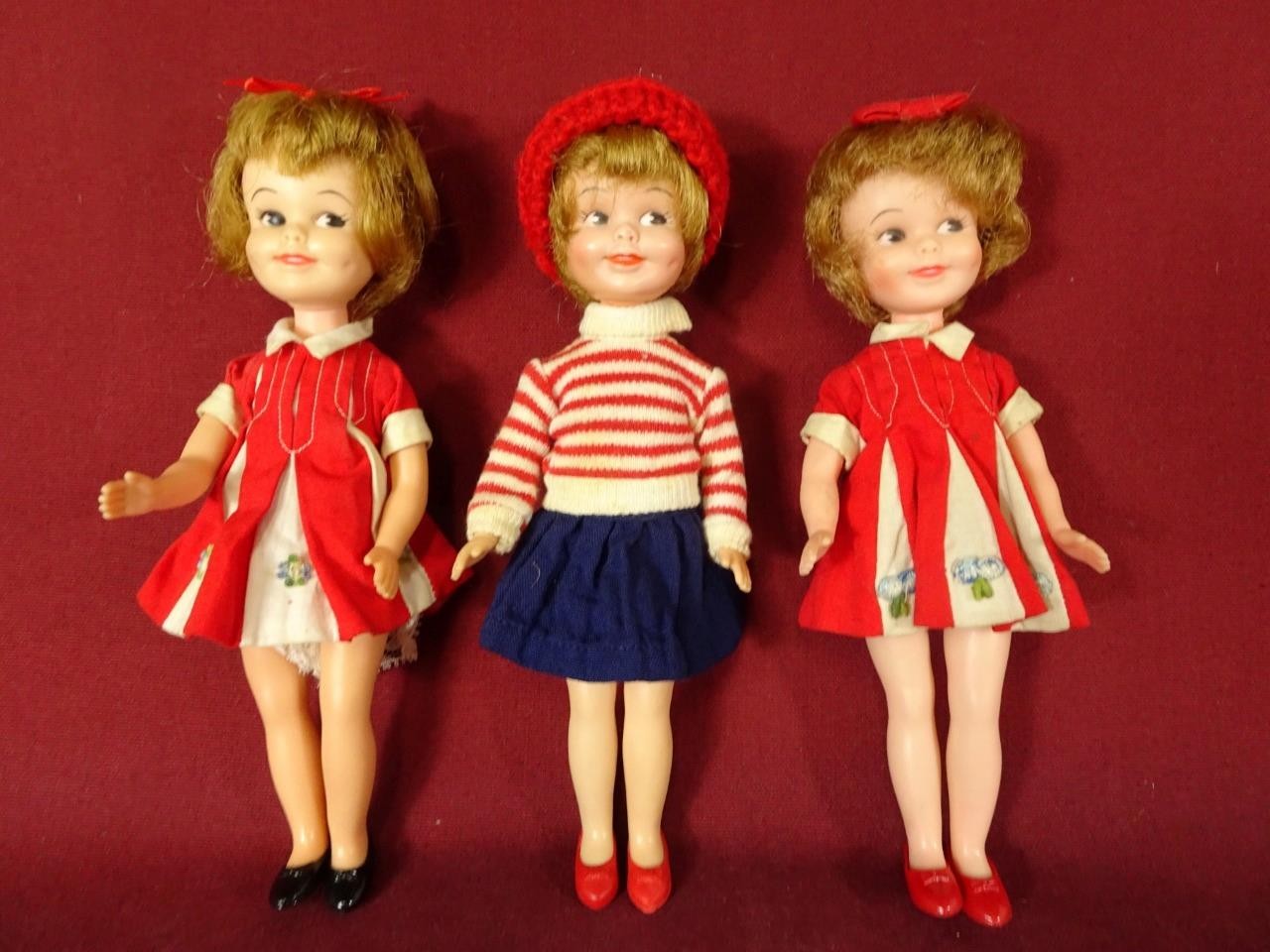 Vintage 1960s Deluxe Reading Penny Brite Dolls Lot of 3