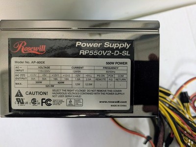 Rosewill Stallion 550W PC Power Supply RP550V2-D-SL ATX12V V2.01 Desktop PSU