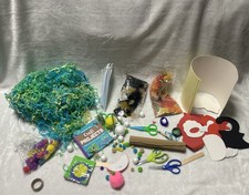 Art  craft supplie 3 scissors confetti paper fuzzy balls straws feathers ect