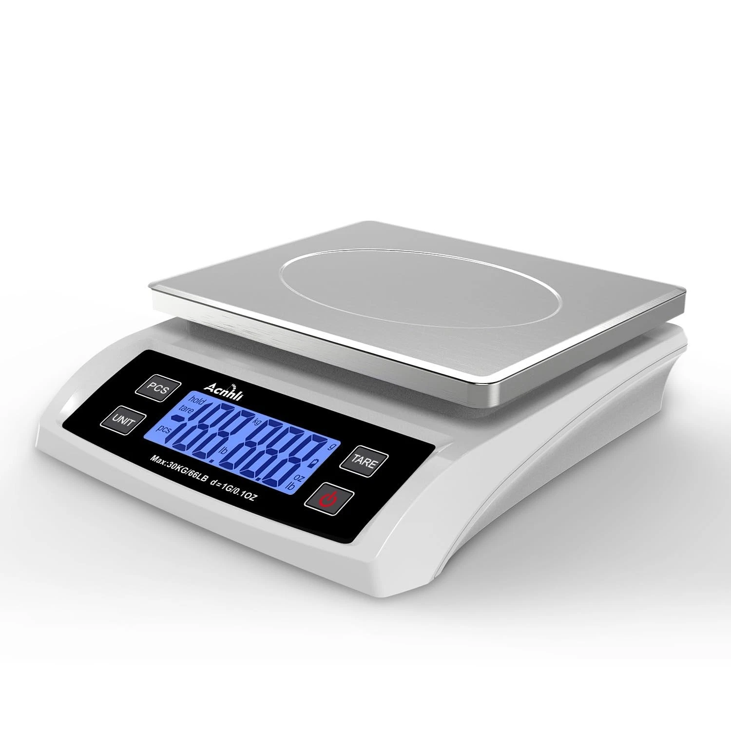 Digital Kitchen Scale 30KG/66LB, Stainless Bread Scale with LCD Display, Mult...