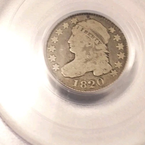 Rare!  1 Of 1 Pop CAC Stickered PCGS VG08, 1820 Capped Bust Dime Large O  - Image 2 of 4