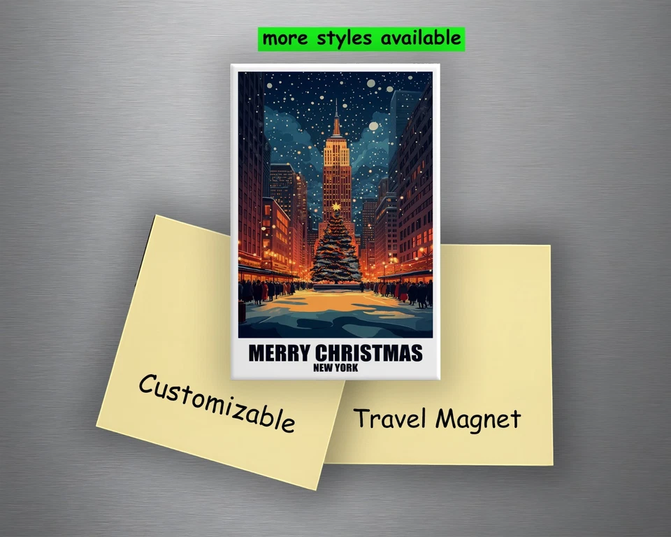 New York Weihnachten Kühlschrankmagnet Amerika City Reise USA Magnet Souvenir - Bild 1 von 2