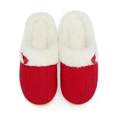 Women's Slip on Fuzzy Slippers Memory Foam House Slippers Outdoor 9-10 Red