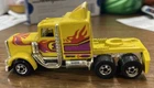 Vintage Hot Wheels 1982 long shot truck cab yellow W/ Flames