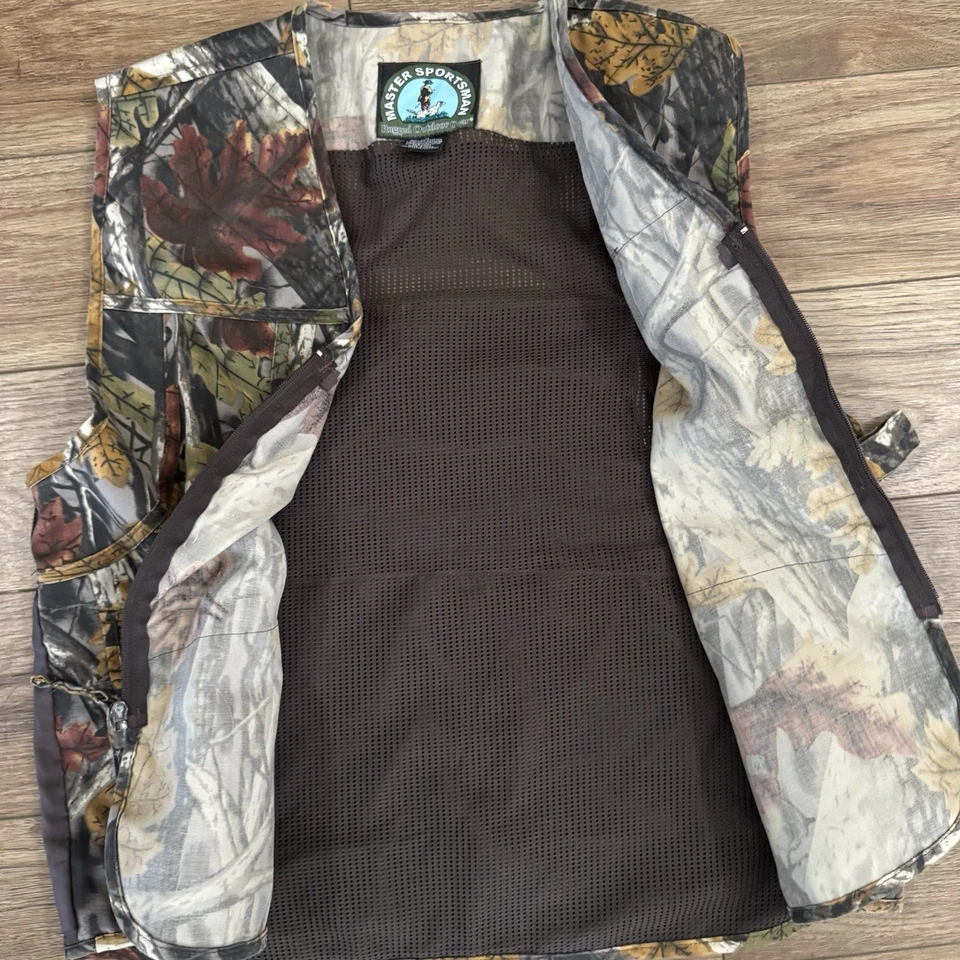 Colete vintage Master Sportsman camuflado pesca caça ao ar livre - Imagem 4 de 4