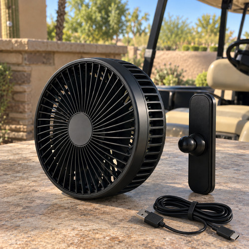 Golf Cart Portable Fan Accessories: Rechargeable Magnetic Base Battery Operated