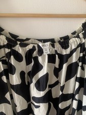 Marks & Spencer Black/White Abstract Maxi Dress 16 Off Shoulder Balloon Sleeve
