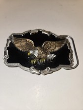 VINTAGE 1997 THE GREAT AMERICAN BUCKLE CO BALD EAGLE ENAMEL BELT BUCKLE