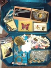 Vintage jewelry box costume gold tone jewelry lot