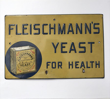 Antique Fleischmann’s Yeast For Health Embossed Tin Sign ~ Burdick Co, NY