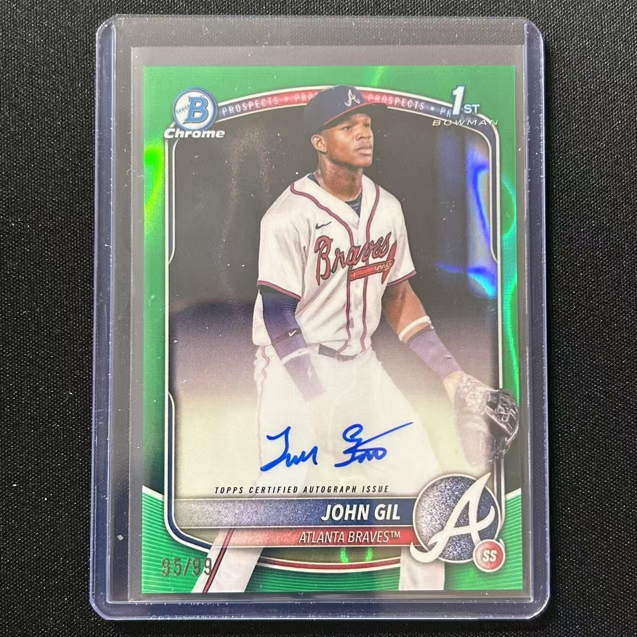 🧤2025 BOWMAN CHROME BASEBALL PROSPECT 1ST AUTO GREEN LAVA /99 JOHN GIL