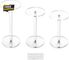 round Acrylic Display Stand, Premium Clear round Riser Stands, Set of 3