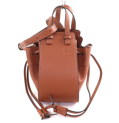LOEWE 314.30.V07 Hammock Drawstring Mini Tan 2WAY Leather Shoulder Bag Made