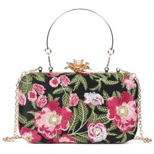 Handmade Evening Bag Floral Embroidered Vintage Clutch for Women Bridal Party...