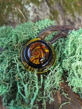 Brown and Black Glass Necklace Vintage Blown Glass Necklace Ribbon Necklac