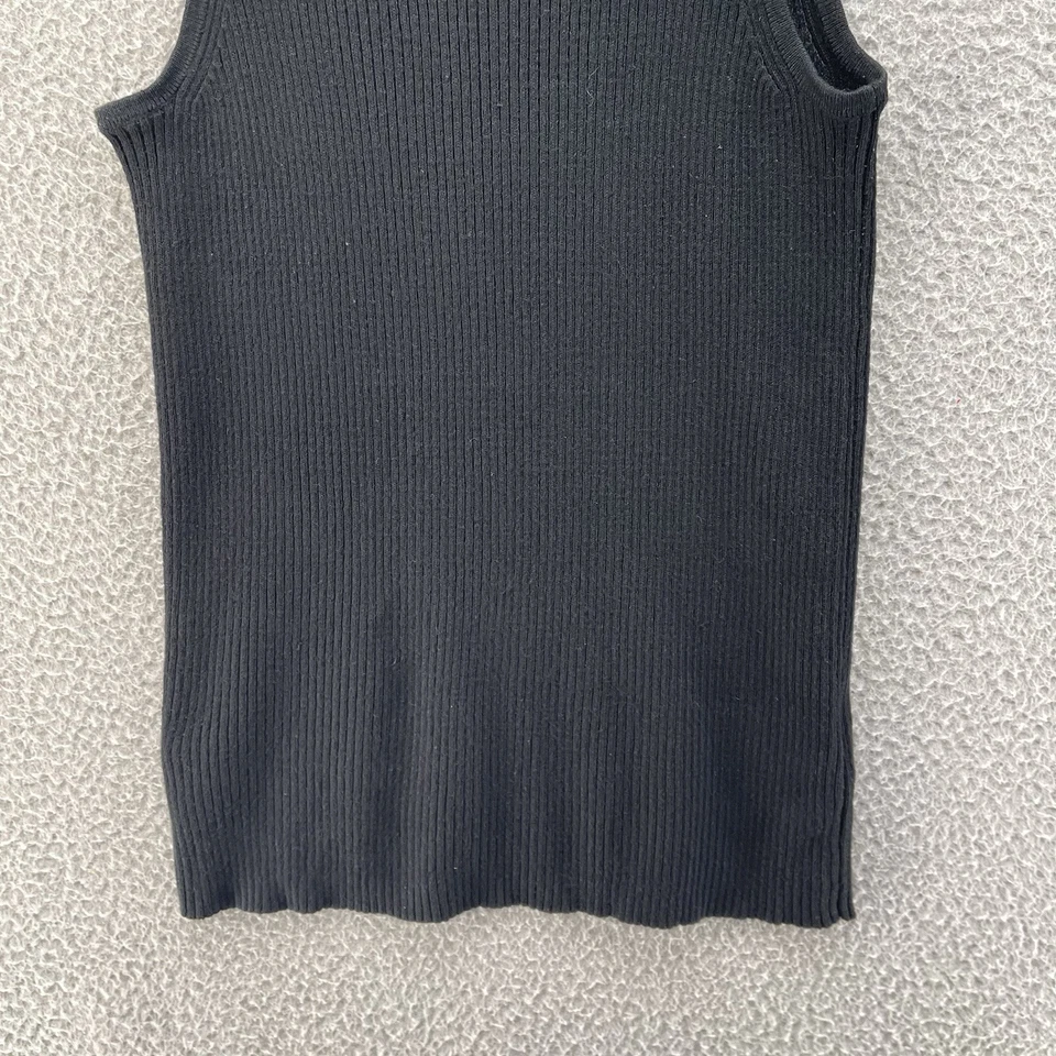 Top acanalado de lino Moth para mujer mediano negro cuello alto elástico cómodo Academia Goth Foto 4 de 4