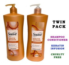 Suave Keritin Infusion Shampoo + Conditioner + Pump 28oz Cruelty Free (Twin Pk) 0.79 per fl oz