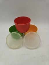 3 Vintage Tupperware 1229 Snack Cups Red Oran...
