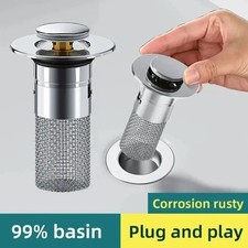 1PCS Washbasin Leak Plug, Stainless Steel Odor Proof Bouncing Core, Press Type
