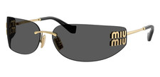 Miu Miu MU A51S 5AK5S0 Gold Grey Shield Sunglasses Women Authentic