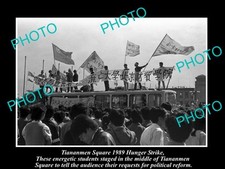 OLD POSTCARD SIZE PHOTO OF 1989 TIANANMEN SQUARE PROTESTS HUNGER STRIKE