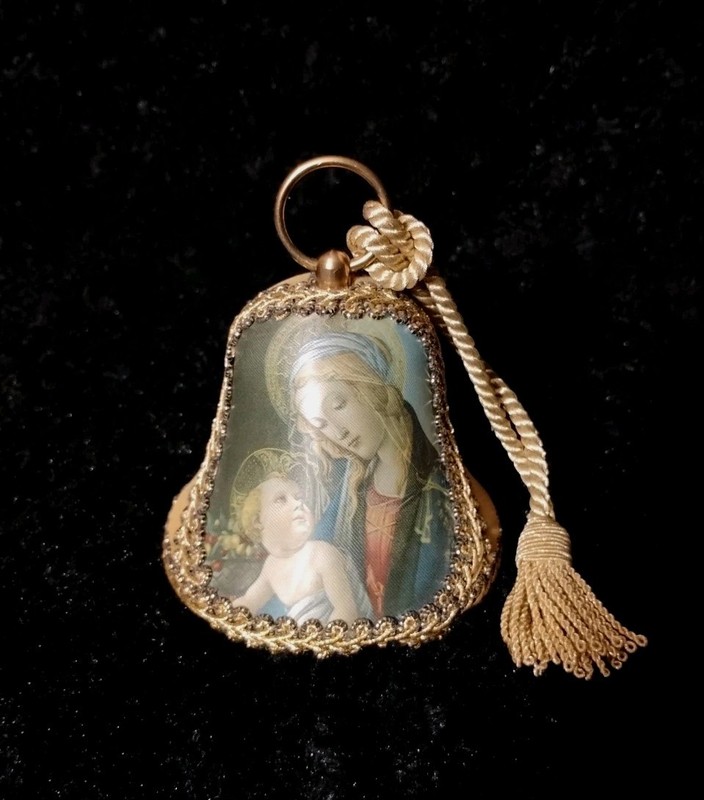 Vintage Reuge Swiss Madonna Music Bell Ornament Plays The First Noel~Gold 4" HTF