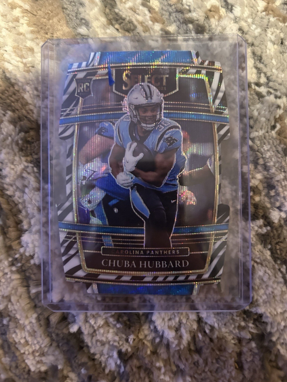 2021 Panini Select - Concourse Chuba Hubbard #76 Zebra Prizm (RC)