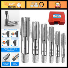 6-Piece NPT Pipe Tap Set - 1" to 1/8" Carbon Steel Hand Threading Tools for Plum